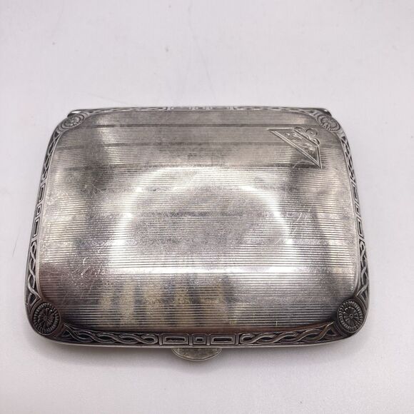 WILLIAM HENRY SPARROW STERLING SILVER CURVED CIGARETTE CASE Engraved - Picture 1 of 16